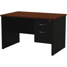 Right Pedestal Desk, 30"x48", Black/Walnut