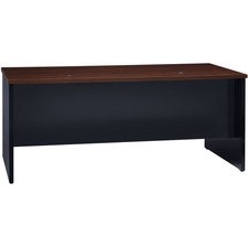 Left Pedestal Desk, 36"x72", Black/Walnut