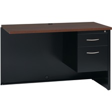Right Return Desk, 24"x48", Black/Walnut