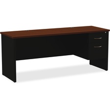 Right Pedestal Credenza, 24"x72", Black/Walnut