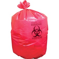 Biohazard Can Liners, 1.3mil, 37"x50", 150BG/BX, Red
