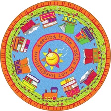 Reading Is The Engine Rug, 12' Round, Multi