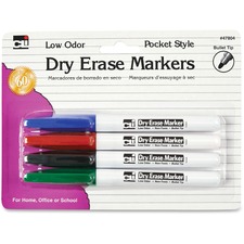 Dry-Erase Markers, Pocket Style, 4/PK, AST