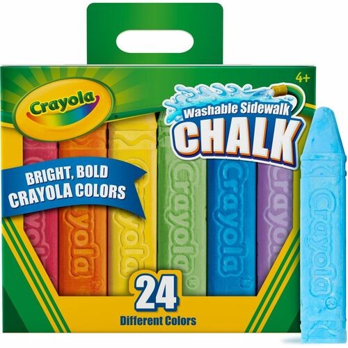 Washable Sidewalk Chalk, Tropical Colors, 4.25" x 0.75 Diameter, Assorted, 24 Sticks/Set