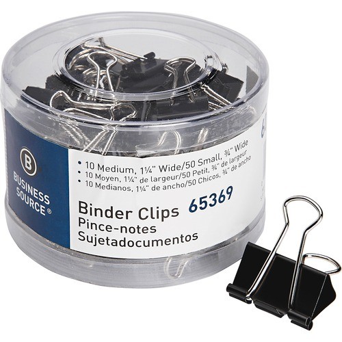 Binder Clips, SM/MD, 60/PK, Black