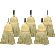 Warehouse Corn/Fiber Broom, 6EA/CT, Natural