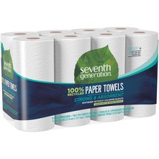 Rec Paper Towel, 2-Ply, 156 Sheets, 8RL/PK, White