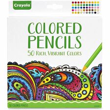 Colored Pencils, Nontoxic, Pre-Sharpened, Vibrant, 50/ST, AST