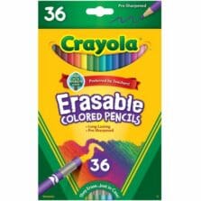 Color Pencils, Erasable, 3.3mm Lead, 36/PK, Assorted