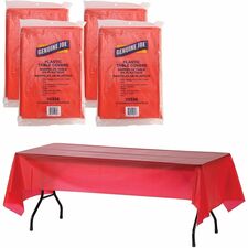Table Covers, Plastic, 54"x108", 6/PK, 4PK/CT, Red