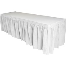 Table Skirting, Pleated Polyester, 29"x14 ft., 6/CT, White