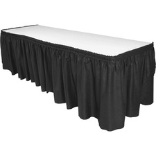 Table Skirting, Pleated Polyester, 29"x14 ft., 6/CT, Black