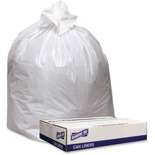 Can Liners, Hvy-Dty, 0.9mil, 40-45 Gal, 40"x46", 100BG/CT, White