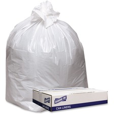 Can Liners, Hvy-Dty, 0.9mil, 54-56 Gal, 43"x47", 100BG/CT, White