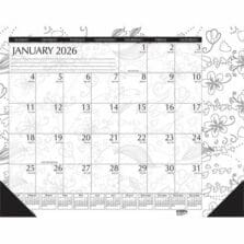 Monthly Desk Pad, 1ppm, 12Mth Jan-Dec, 18-1/2"x13", BKWE