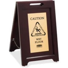 Wooden Caution Floor Sign, 2-Sided, Gold