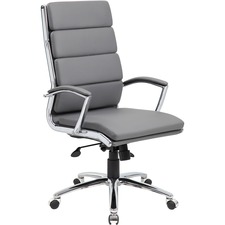 High-back Chair, Executive, Vinyl, 27"x28"x43"-47", Gray