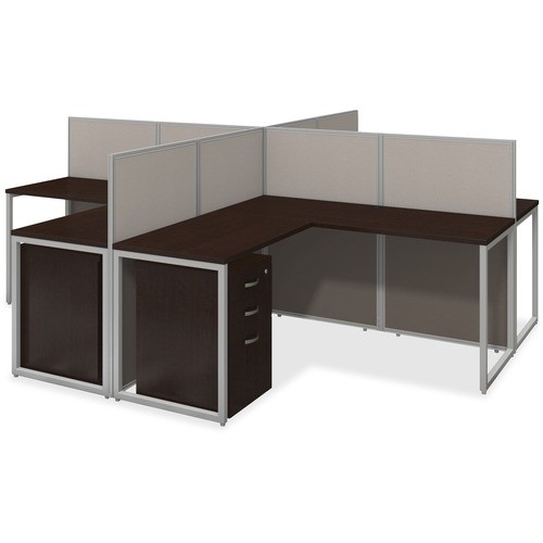 Desks, 4-Person, w4 Pedestals/Panels, 120"x120"x45", MOCY