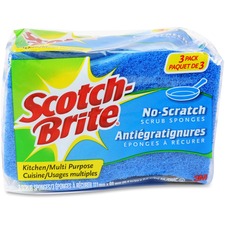 Scrub Sponge, Multipurpose, 4-1/2"x2-3/4", 3/PK, 8PK/CT, Blue