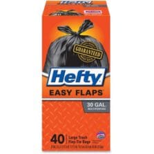 Easy Flaps Trash Bags, 30Gal, 30"x33", 0.85mil, 40/BX, 6BX/CT, BK