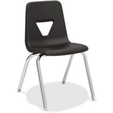 Student Chairs, Stacking, 18-3/4"x20-1/2"x30", 4/CT, Black
