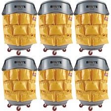 Round Container Caddy Bag, 12 Pockets, 6/CT, Yellow