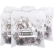 ID Strap Clips, Prepunched, Vinyl, 25/PK, 4PK/BX, Clear