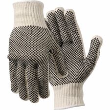 Work Gloves, PVC Dots On Both Sides, Large, White