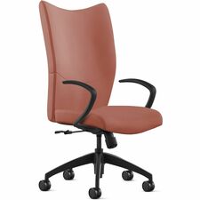 Chair, HighBack, w/Arms, SwivelTilt, Leather, 25"x26"x49", Saddle