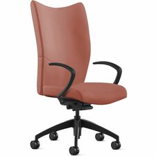 Chair, HighBack, w/Arms, SynchroTilt, Leather, 25"x26"x49", Saddle
