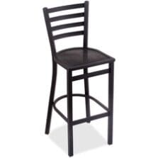 Stool, Outdoor, w/Back, Steel, 16"Wx18"Dx44"H, Black