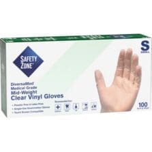 Gloves, Medical-Grade Vinyl, PF, Small, 9-1/4"L, 100/BX, WE