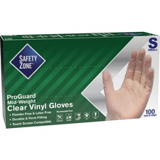 Gloves, Vinyl, Powder Free, Small, 100/BX, Clear