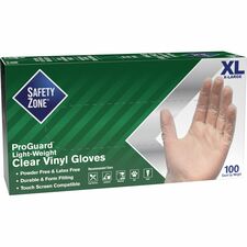 Gloves, Powder-free, Vinyl, 9-1/4"L, XLarge, 100/BX, Clear