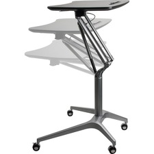 Height Adj Mobile Desk, 28-1/4"x18-3/4"x41", Black