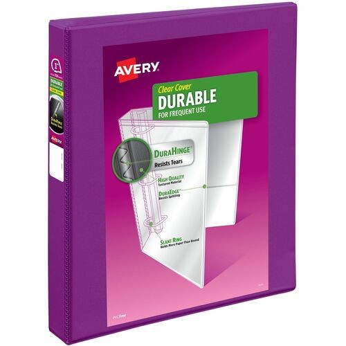 DURABLE VIEW BINDER WITH DURAHINGE AND SLANT RINGS, 3 RINGS, 1" CAPACITY, 11 X 8.5, PURPLE