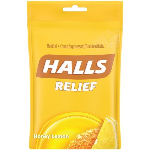 Hall Honey-Lemon Cough Drops, 30 Pcs, 12/BX, Yellow