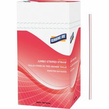 Straws, Jumbo, Striped, 7-3/4"L, 500/BX, Red/White