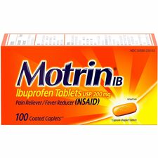 Motrin Ibuprofen Caplets, 200mg, 100/BX, Red