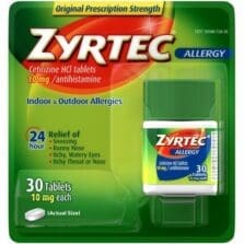 Zyrtec Allergy Tablets, 10mg, 30/CD, Green