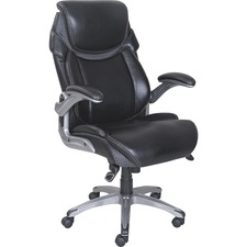 Executive Chair, Leather, 27-3/4"x30"x46-3/4", Black