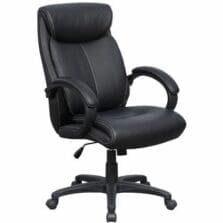 Hi Back Leather Chair, 28"x31-3/4"x45-1/2". Black