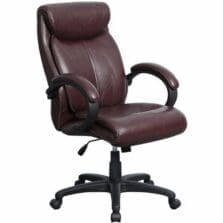 Hi Back Leather Chair, 28"x31-3/4"x45-1/2", Brown
