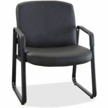 Leather Guest Chair, 26-1/4"x27-1/4"x35", Black