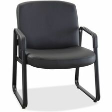 Leather Guest Chair, 26-1/4"x27-1/4"x35", Black