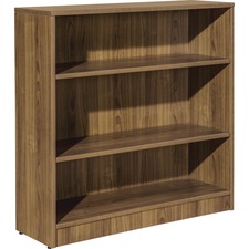 Bookcase, 3-Shelf, 2 Adj Shelves, 36"x12"x36", Walnut