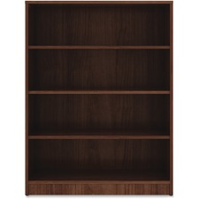 Bookcase, 4-Shelf, 3 Adj Shelves, 36"x12"x48", Walnut