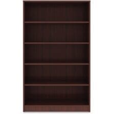 Bookcase, 5-Shelf, 4 Adj Shelves, 36"x12"x60", Mahogany