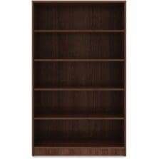 Bookcase, 5-Shelf, 4 Adj Shelves, 36"x12"x60", Walnut
