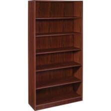 Bookcase, 6-Shelf, 5 Adj Shelves, 36"x12"x72", Mahogany
